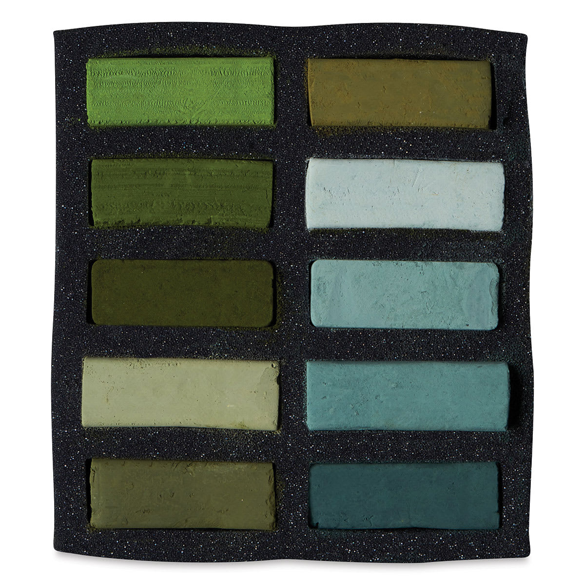 Art Spectrum Extra Soft Square Pastel - Greens Set of 10 shown in tray Art Spectrum Extra Soft Square Pastel - Greens Set of 10 shown in tray