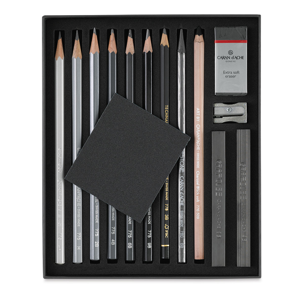 Caran d'Ache Sketching Set - Components of set shown in open package tray Caran d'Ache Sketching Set - Components of set shown in open package tray