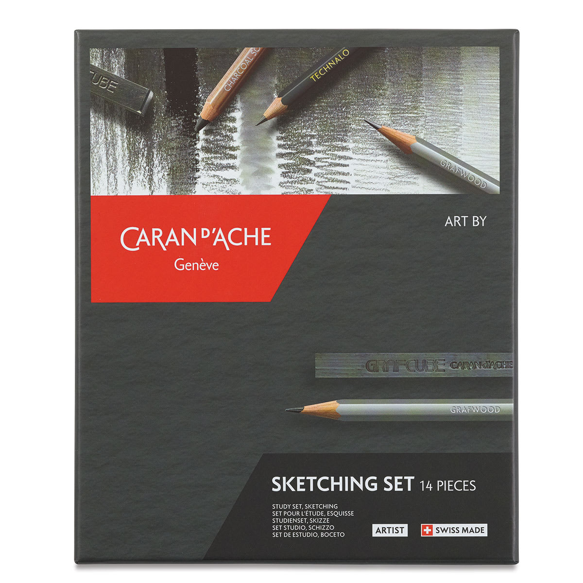 Caran d'Ache Sketching Set - Top view of front of package Caran d'Ache Sketching Set - Top view of front of package