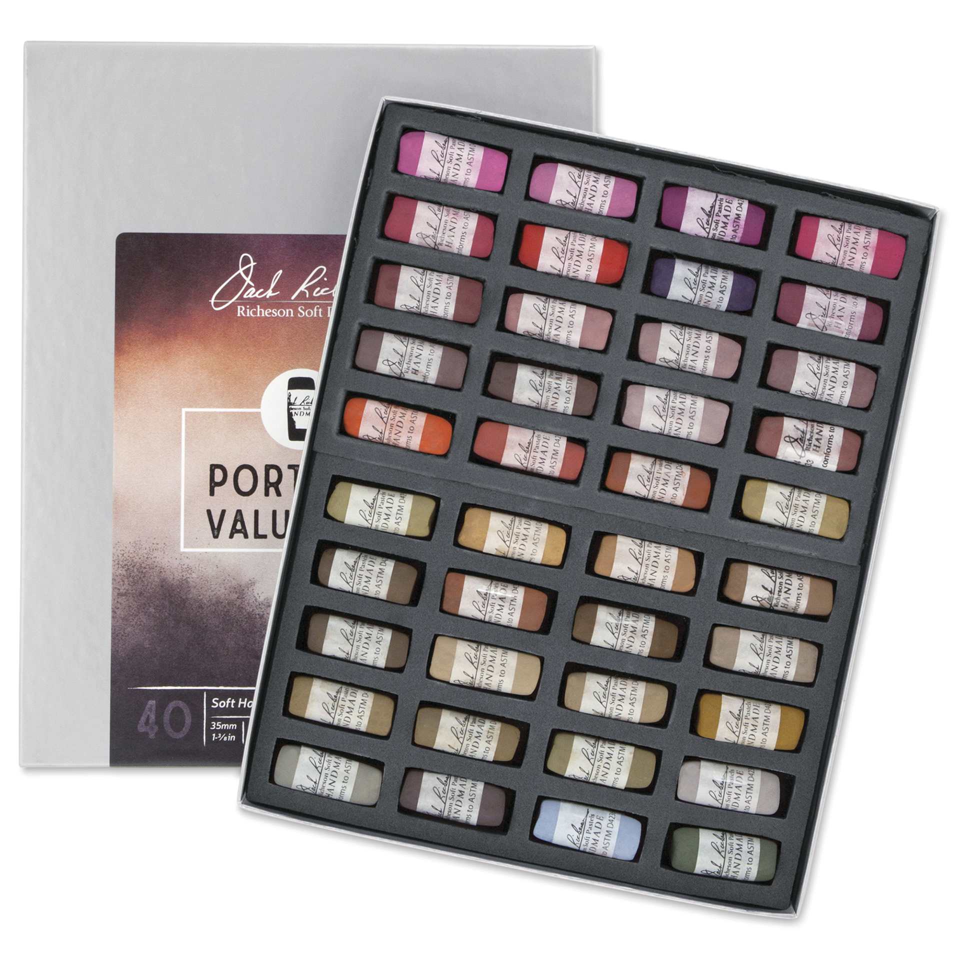 Richeson Soft Handrolled Pastels - Portrait Values 1-4, Set of 40