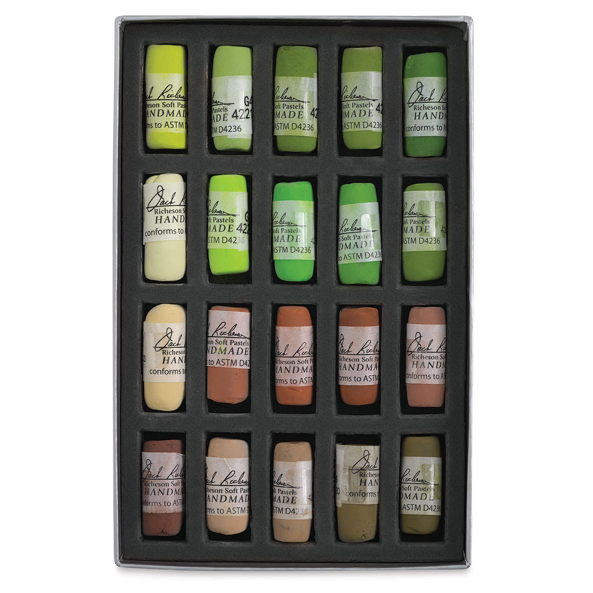 Richeson Soft Handrolled Pastels - Greenery, Set of 20 Richeson Soft Handrolled Pastels - Greenery, Set of 20