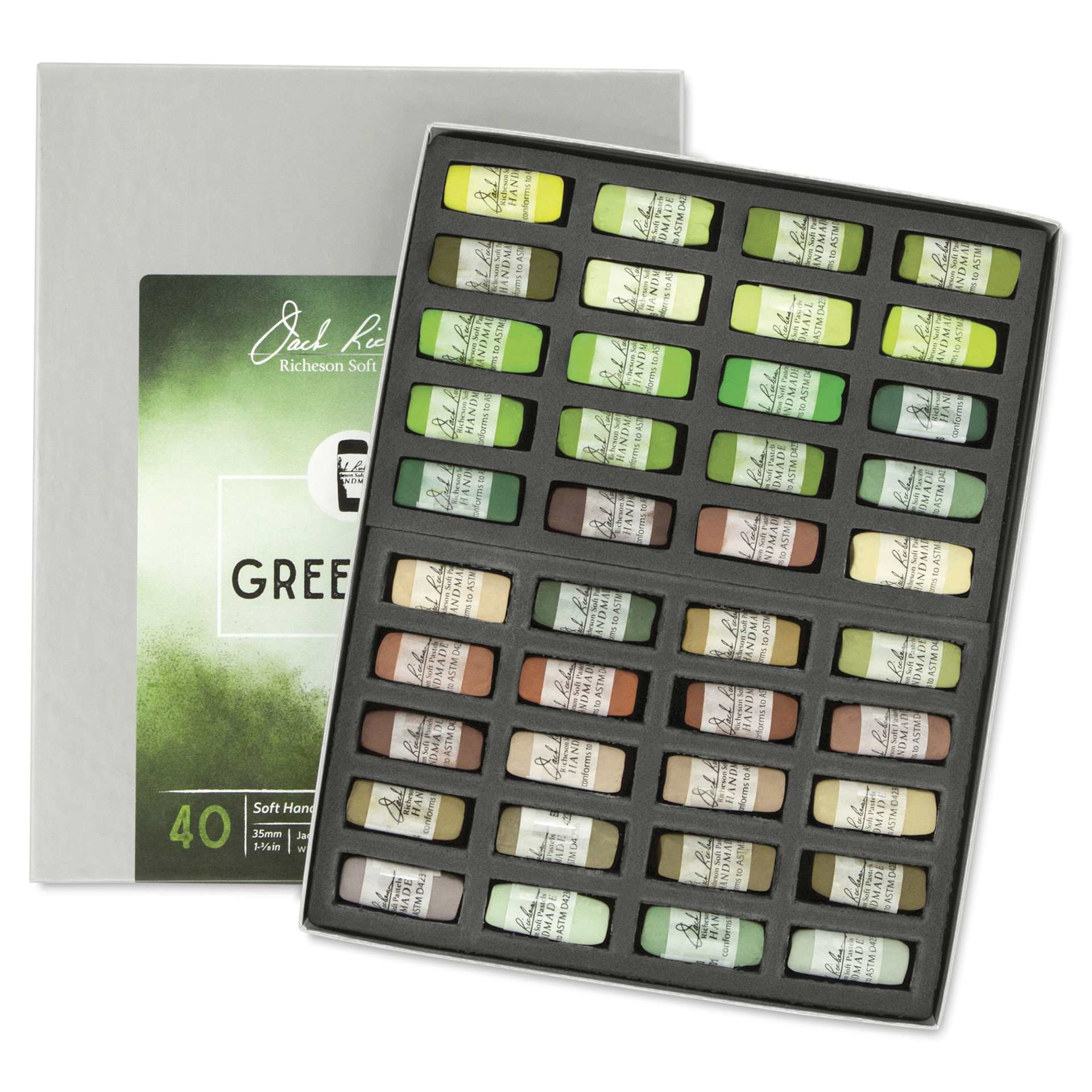Richeson Soft Handrolled Pastels - Greenery, Set of 40