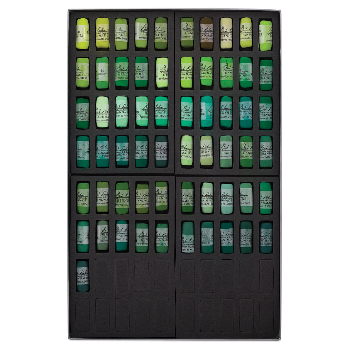 Richeson Soft Handrolled Pastels - Greens, Set of 61 Richeson Soft Handrolled Pastels - Greens, Set of 61
