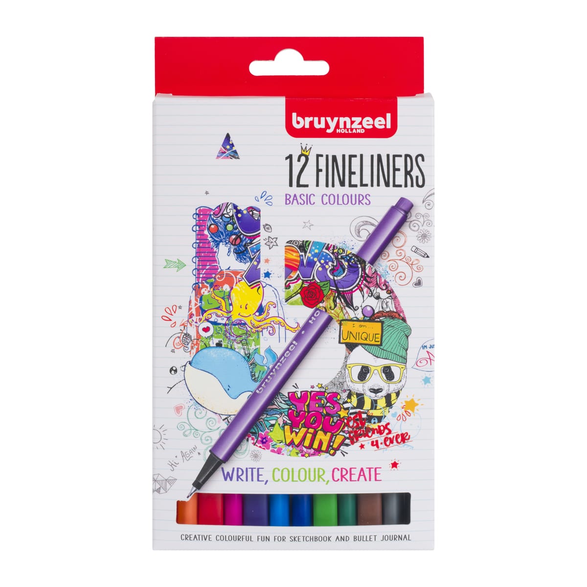 Fineliner Pen Set 12-Pen Basic Colors Set
