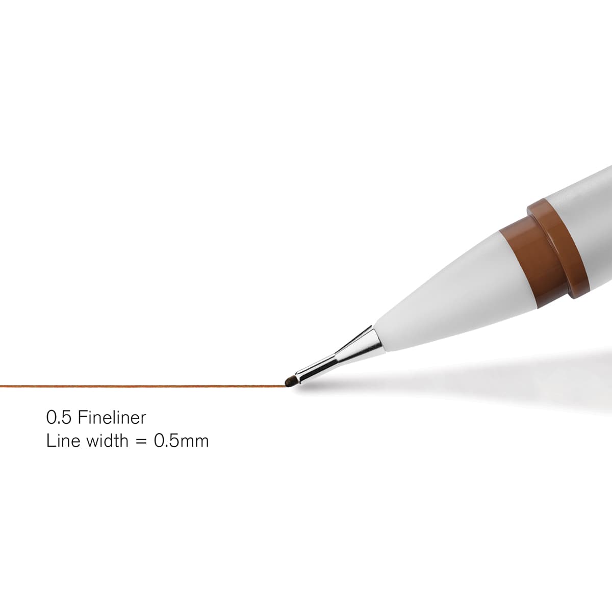 Winsor & Newton Fineliner - Sepia, 0.5 mm, close-up displaying line width
