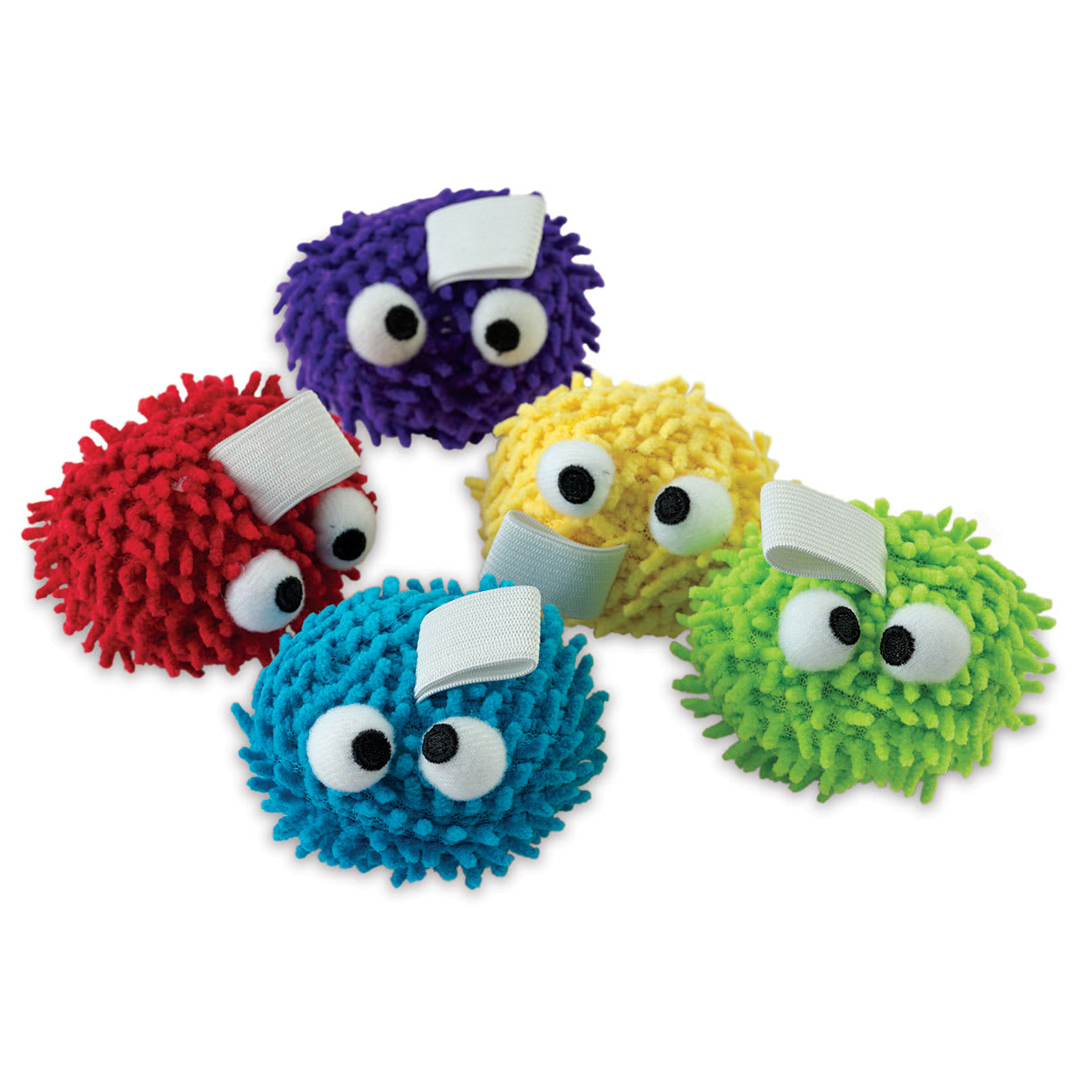 Pacon Whiteboard Eraser Puffs - 5 assorted color Puffs grouped loosely
