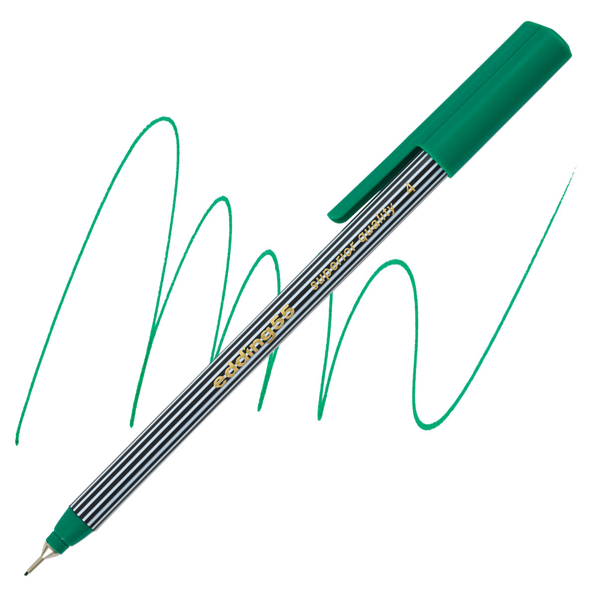 Edding 55 Fineliner Pen - Green, 0.3mm pen and swatch