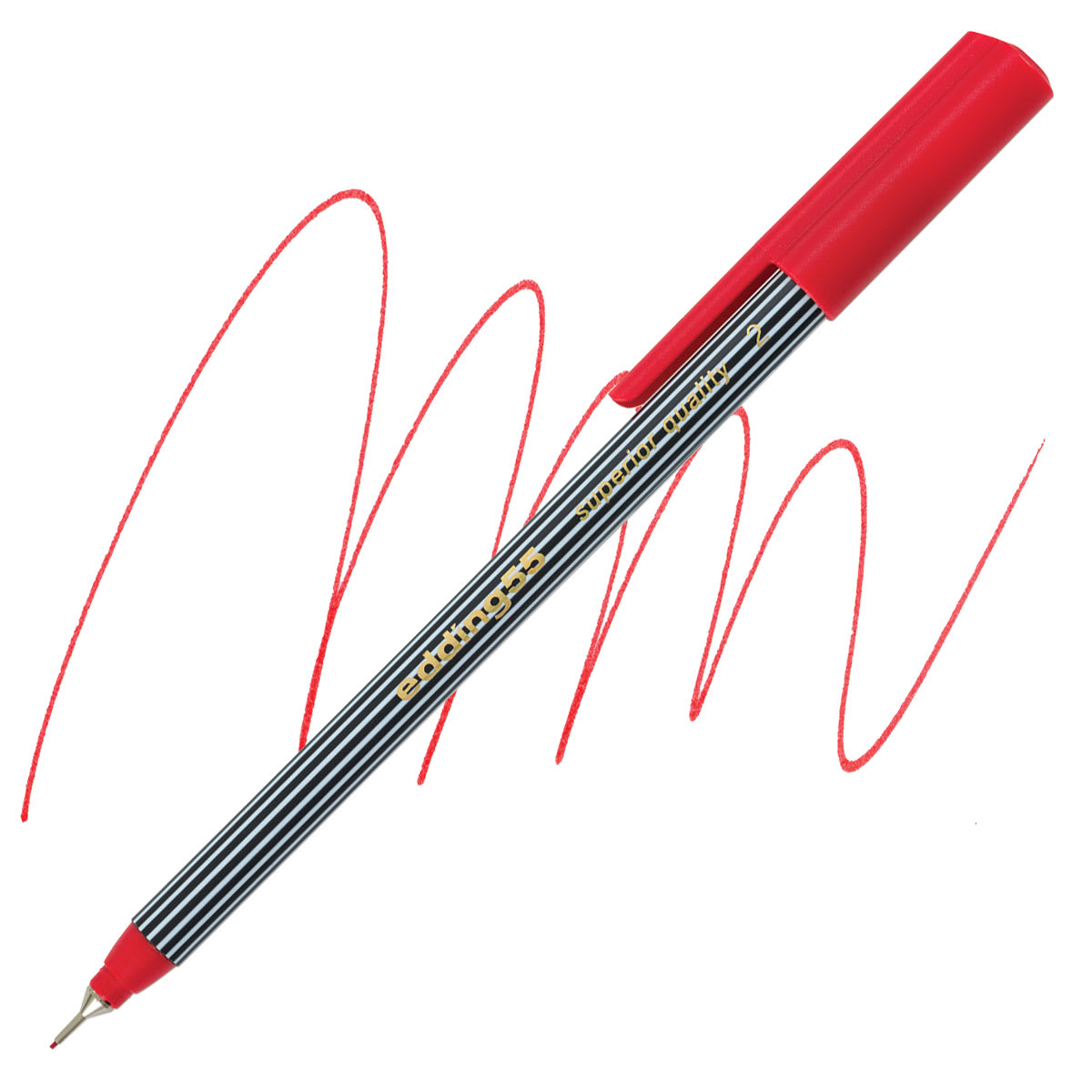 Edding 55 Fineliner Pen - Red, 0.3mm pen and swatch