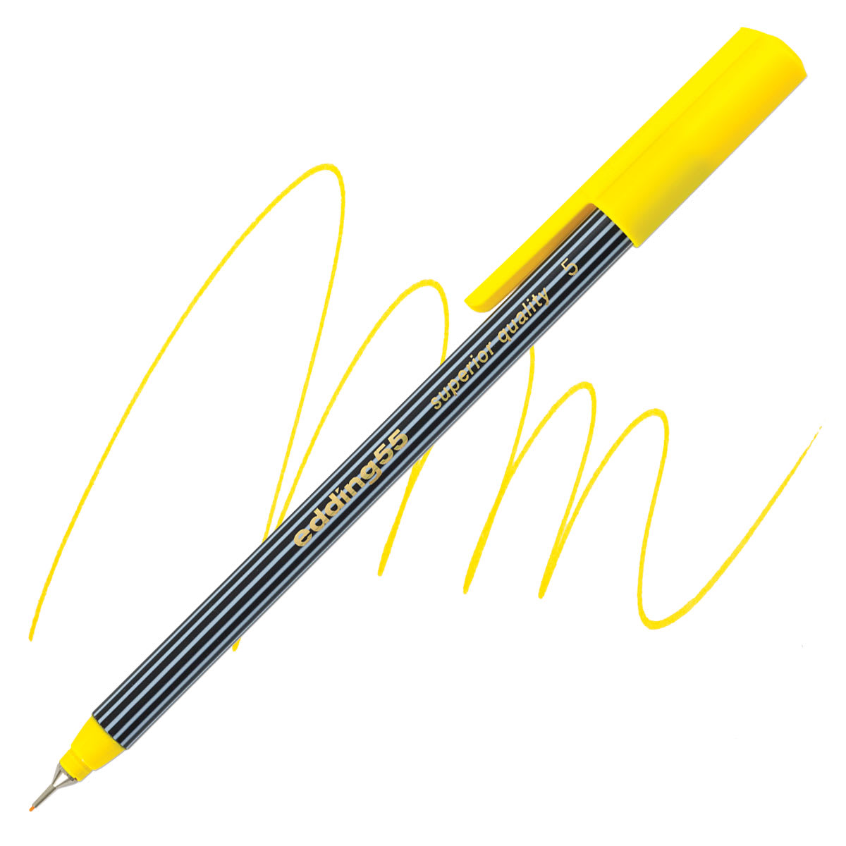 Edding 55 Fineliner Pen - Yellow, 0.3mm pen and swatch