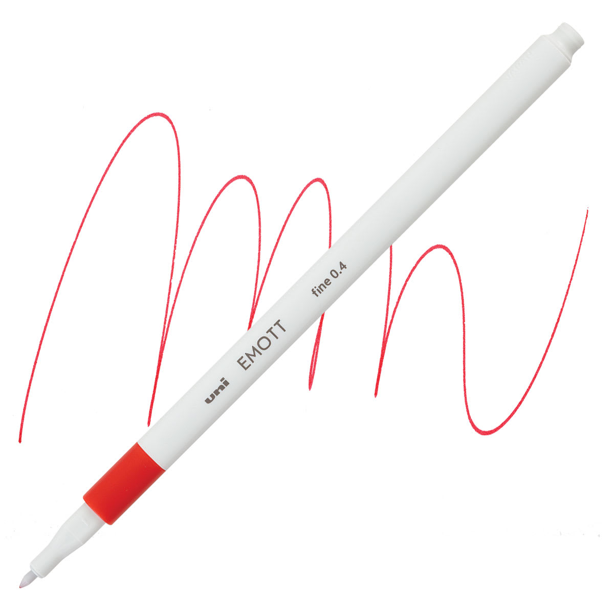 Uni Emott Fineliner - Red pen and swatch