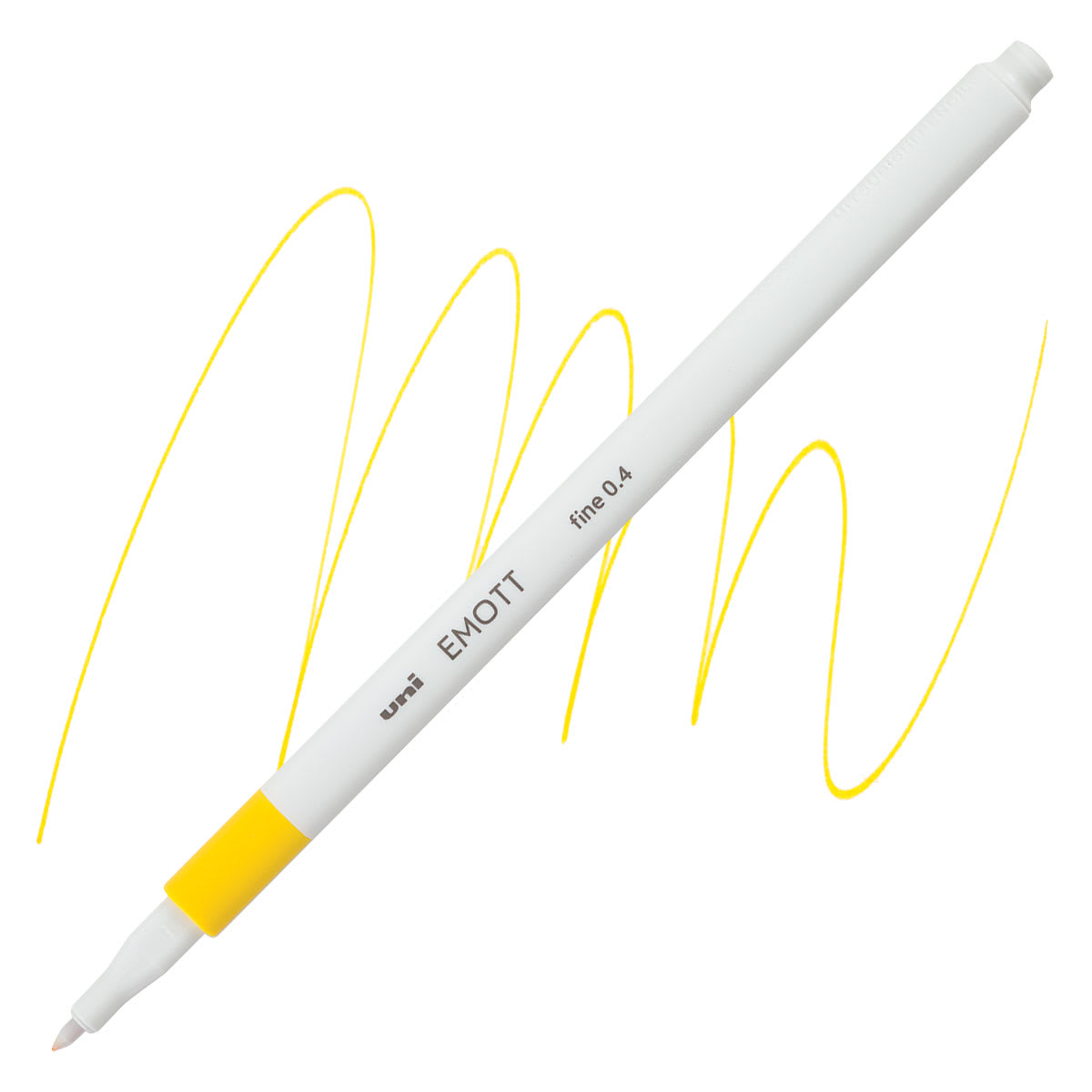 Uni Emott Fineliner - Yellow pen and swatch