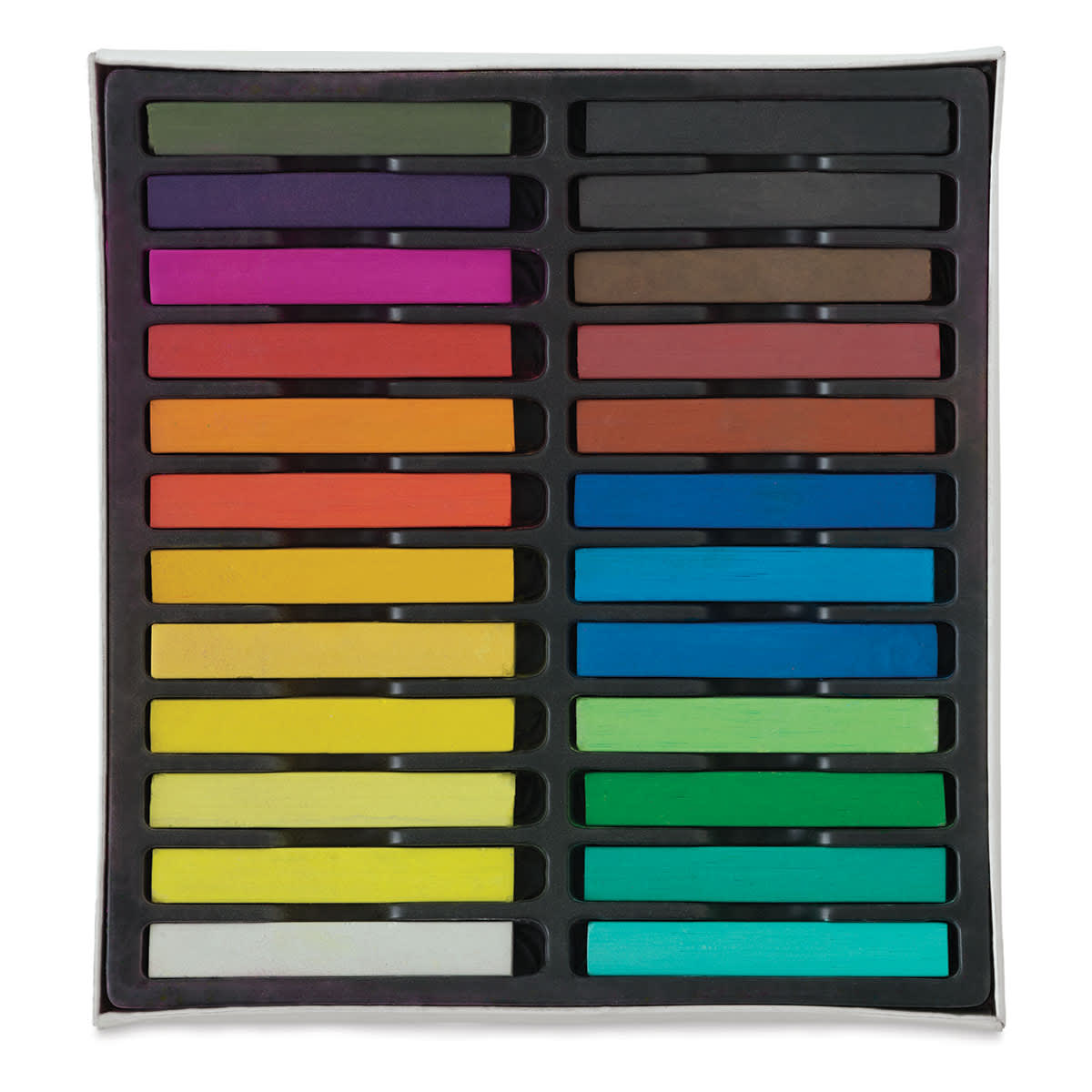 Derwent Academy Soft Pastels - Set of 24 pastels shown in storage tray