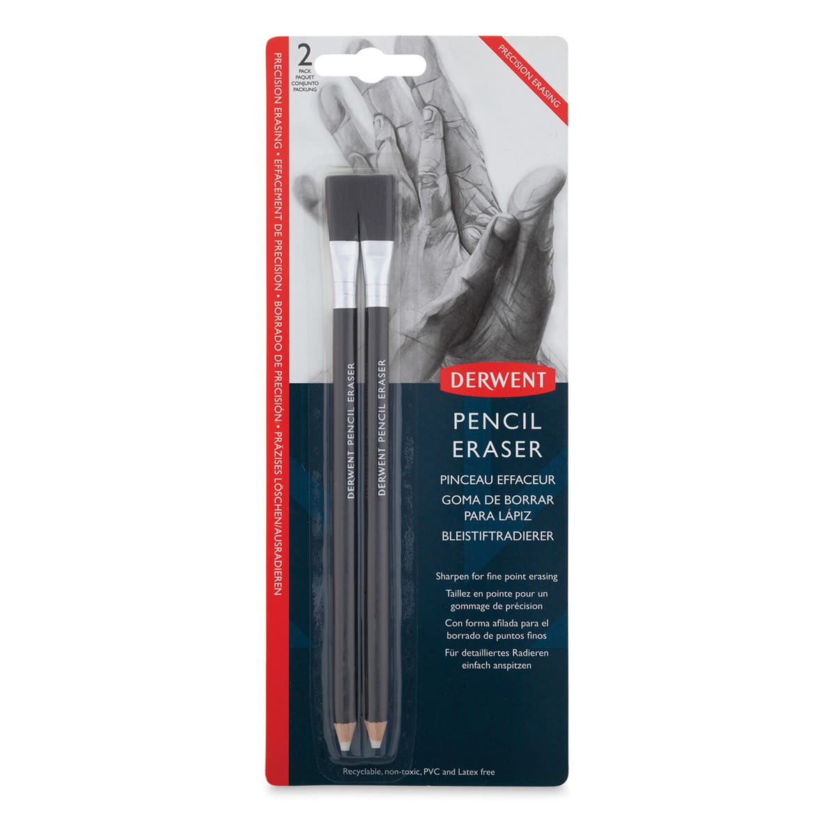 Derwent Pencil Erasers - Pkg of 2 (front of package)