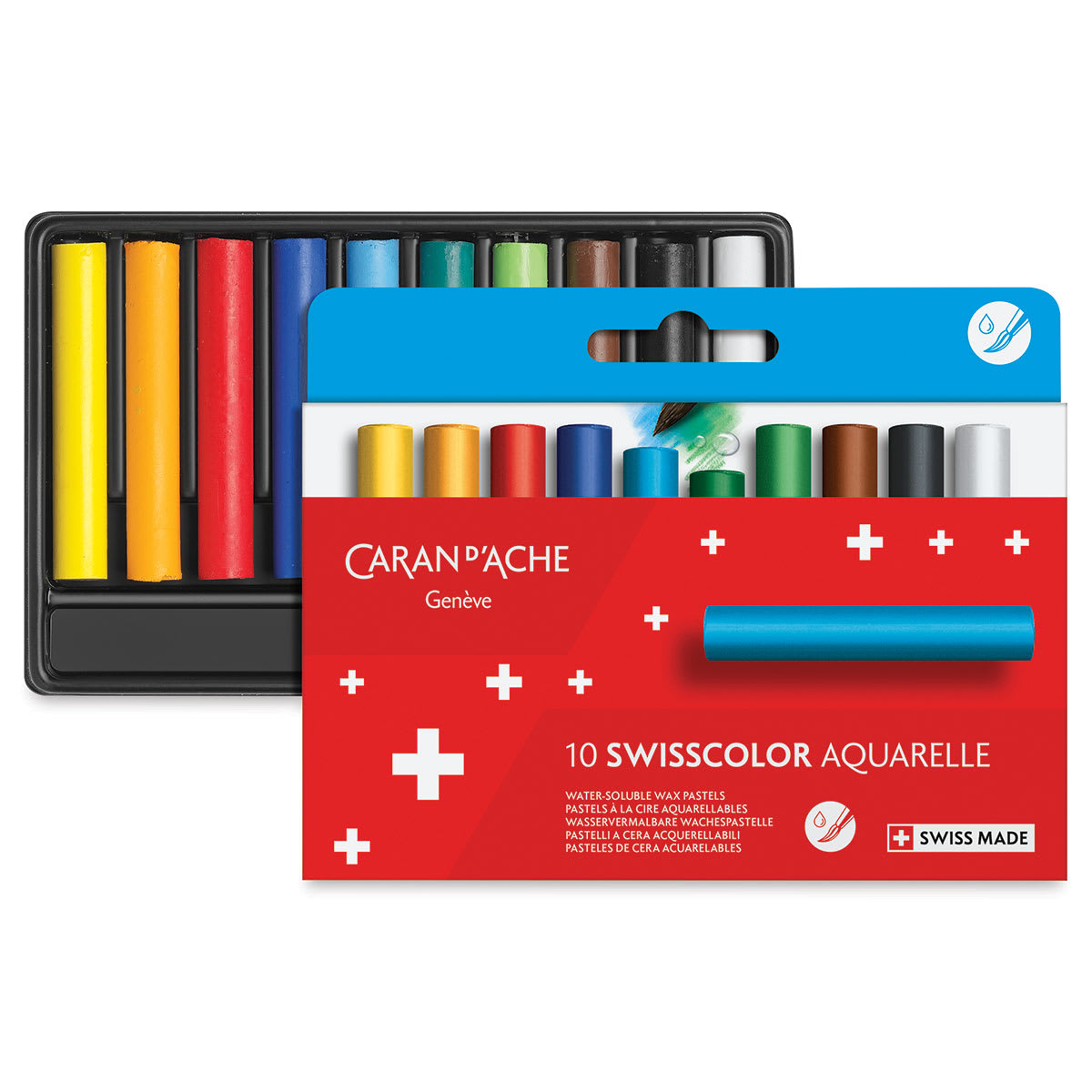 Caran d'Ache Swisscolor Water-Soluble Wax Pastels - Set of 10 Caran d'Ache Swisscolor Water-Soluble Wax Pastels - Set of 10
