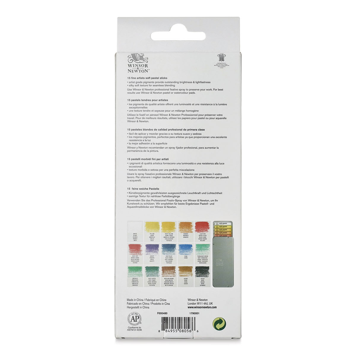Winsor & Newton Soft Pastel Set - Set of 15, Back Of Package Winsor & Newton Soft Pastel Set - Set of 15, Back Of Package