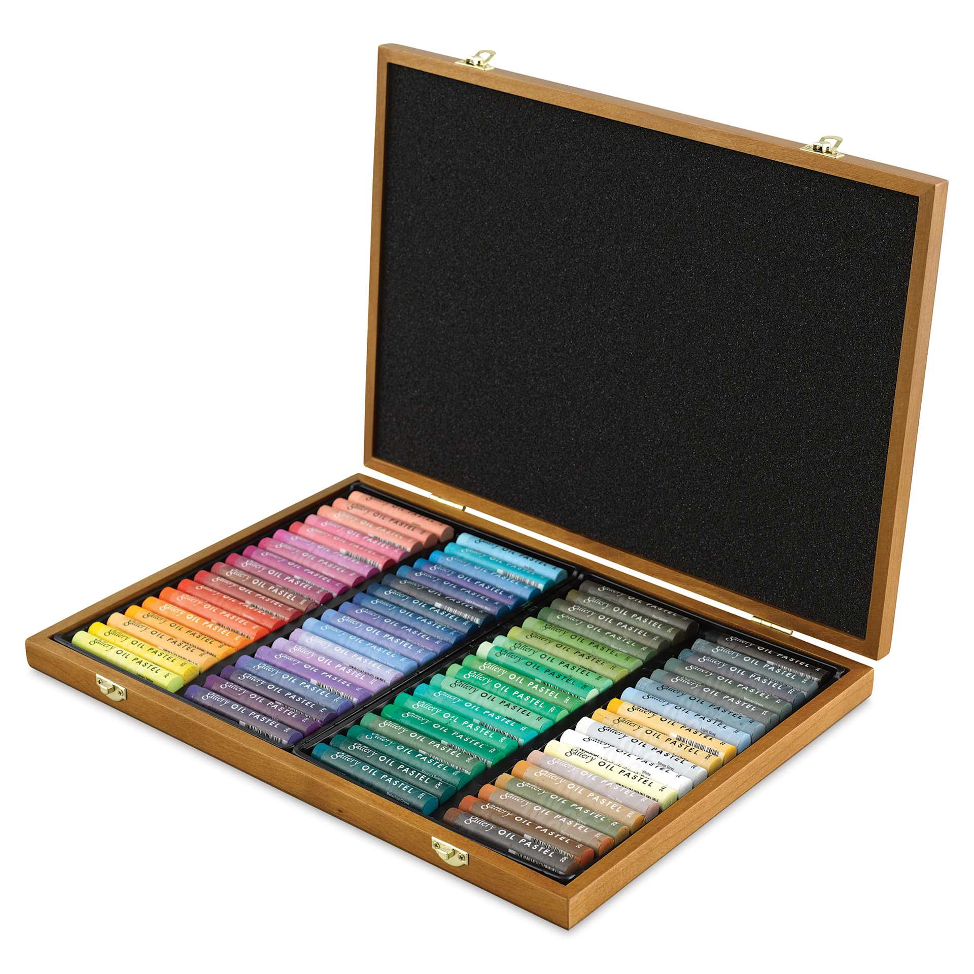 Mungyo Gallery Artists' Soft Oil Pastels - Set of 72, Wooden Box (contents, angled view) Mungyo Gallery Artists' Soft Oil Pastels - Set of 72, Wooden Box (contents, angled view)