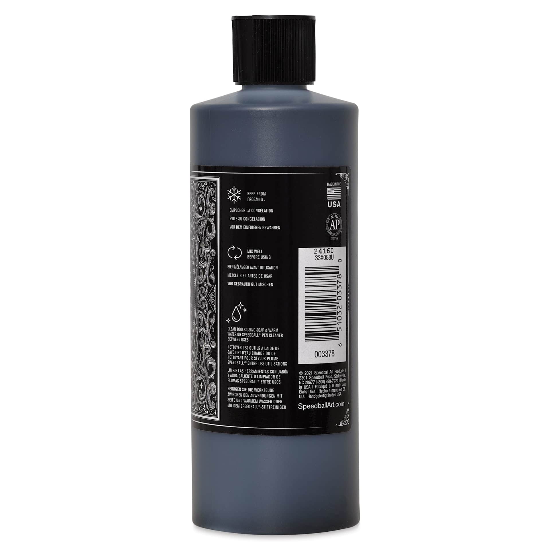 Speedball Super Black Waterproof India Ink - Pint right side