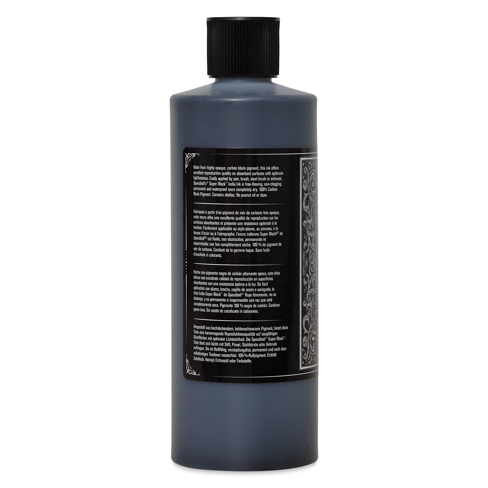 Speedball Super Black Waterproof India Ink - Pint left side