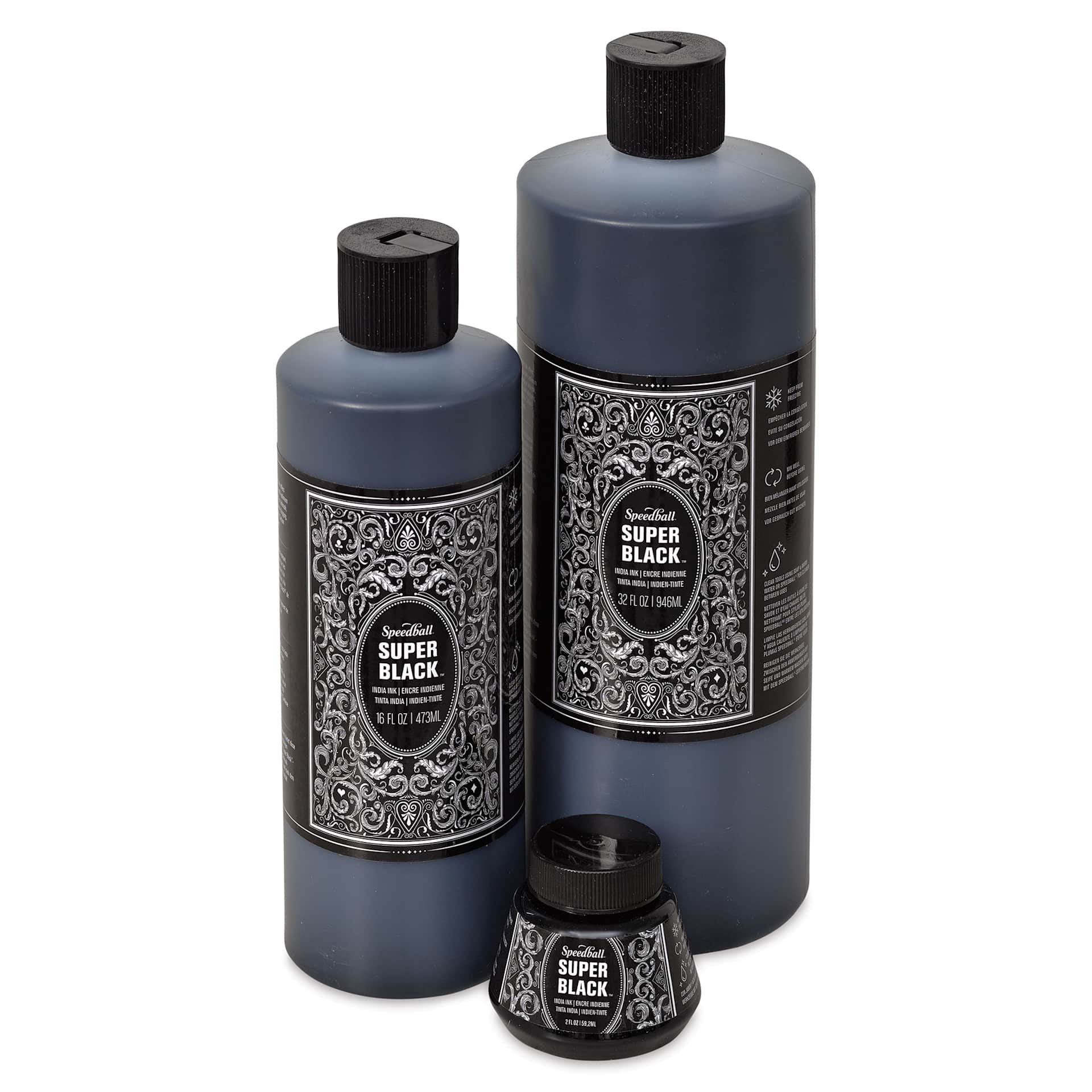 Speedball Super Black Waterproof India Ink in 3 sizes Speedball Super Black Waterproof India Ink in 3 sizes