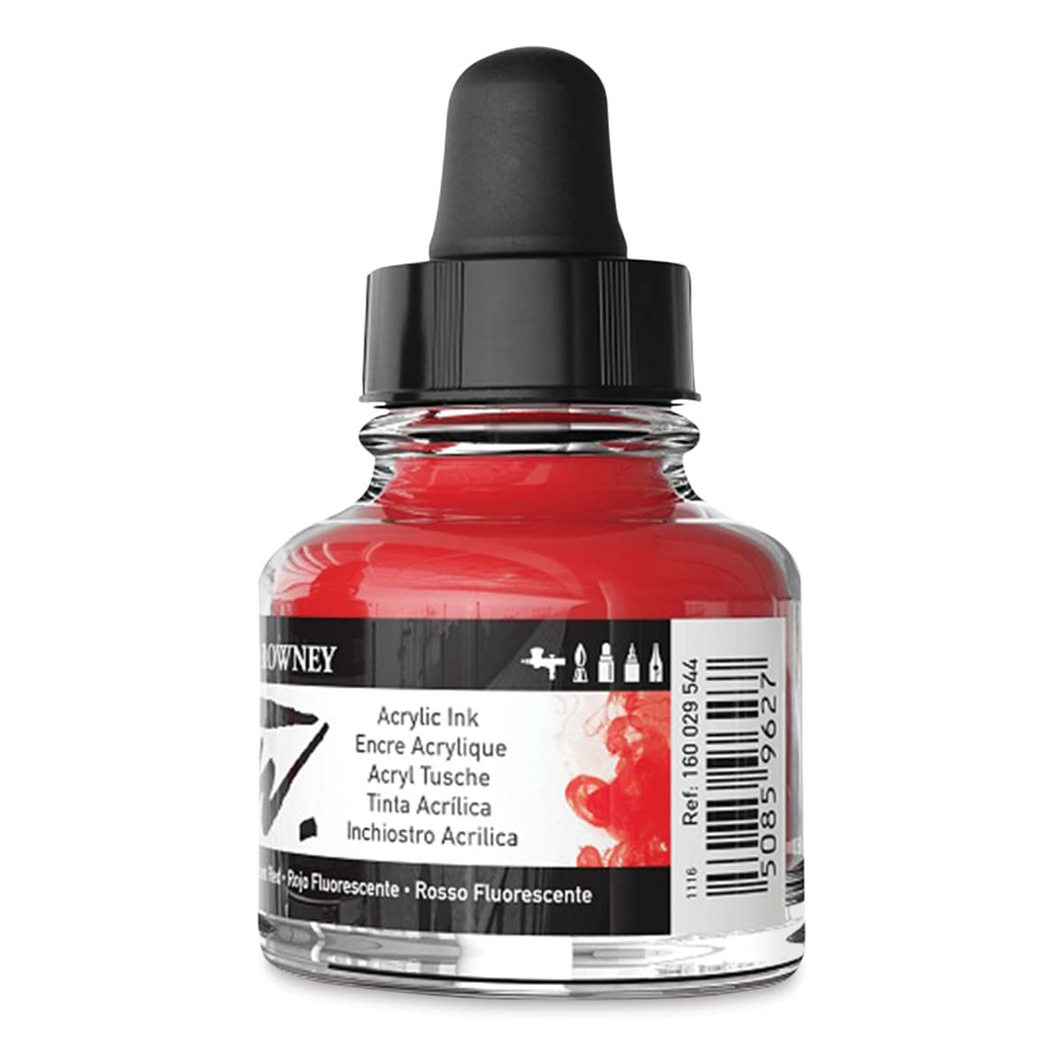 Daler-Rowney FW Acrylic Water-Resistant Artists Ink - 1 oz, Fluorescent Red back