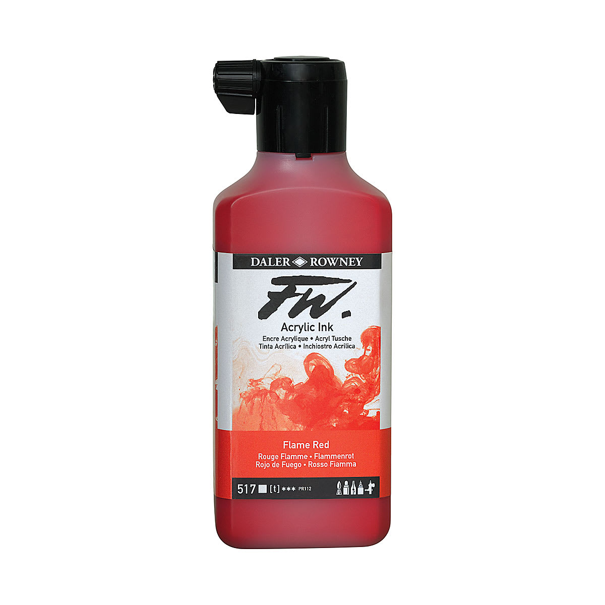 Daler-Rowney FW Water Resistant Ink-Flame Red 6oz Daler-Rowney FW Water Resistant Ink-Flame Red 6oz