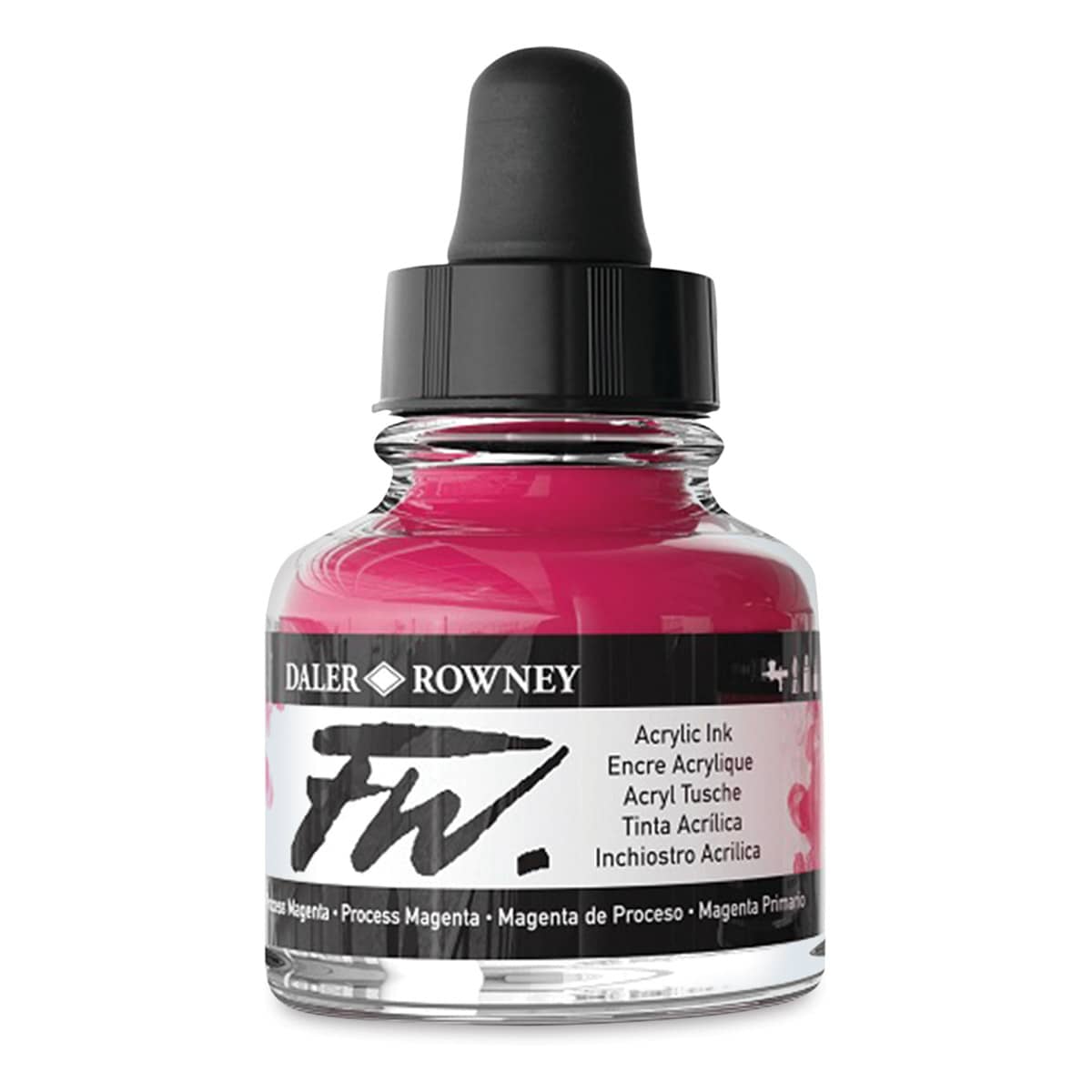 Daler-Rowney FW Acrylic Water-Resistant Artists Ink - 1 oz, Process Magenta side