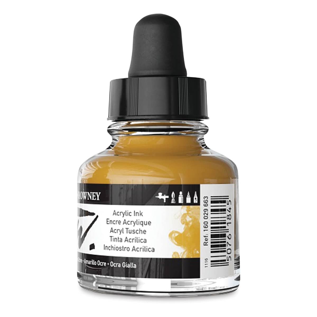 Daler-Rowney FW Acrylic Water-Resistant Artists Ink - 1 oz, Yellow Ochre back