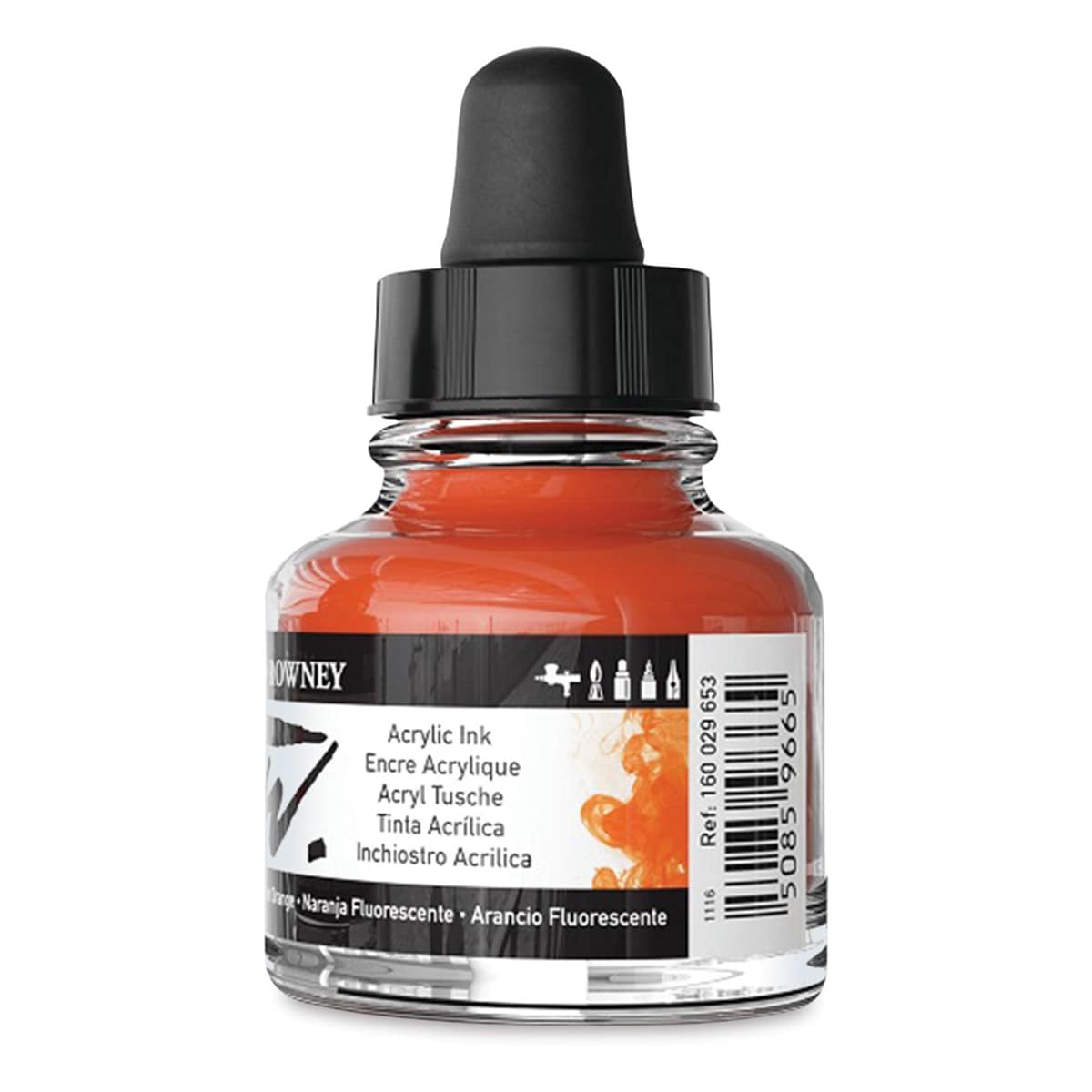 Daler-Rowney FW Acrylic Water-Resistant Artists Ink - 1 oz, Fluorescent Orange back