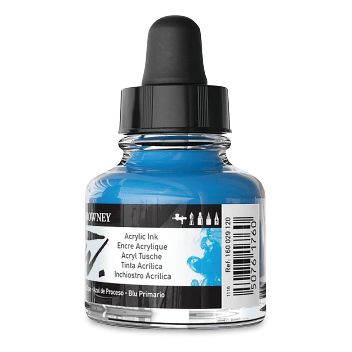 Daler-Rowney FW Acrylic Water-Resistant Artists Ink - 1 oz, Process Cyan back