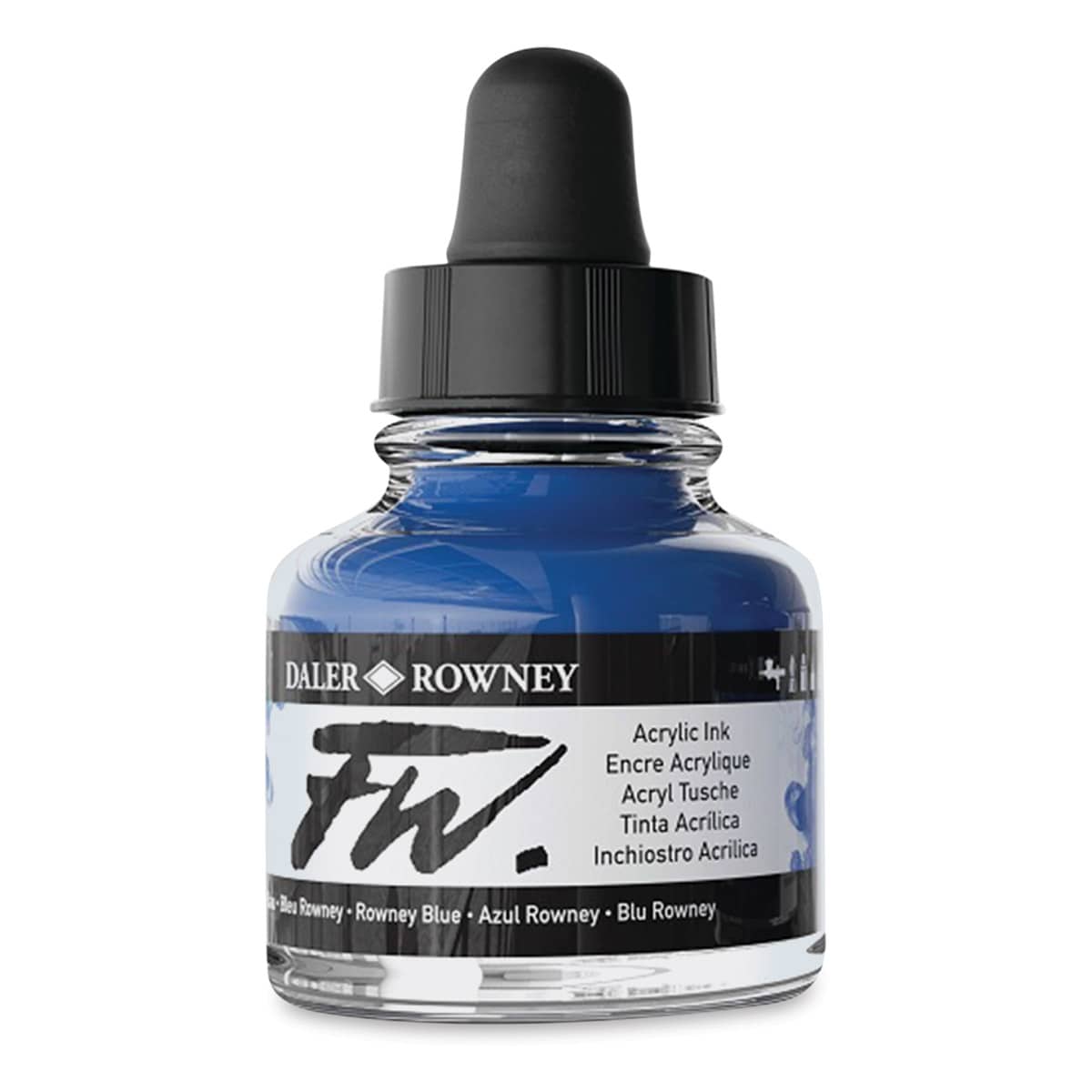 Daler-Rowney FW Acrylic Water-Resistant Artists Ink - 1 oz, Rowney Blue side
