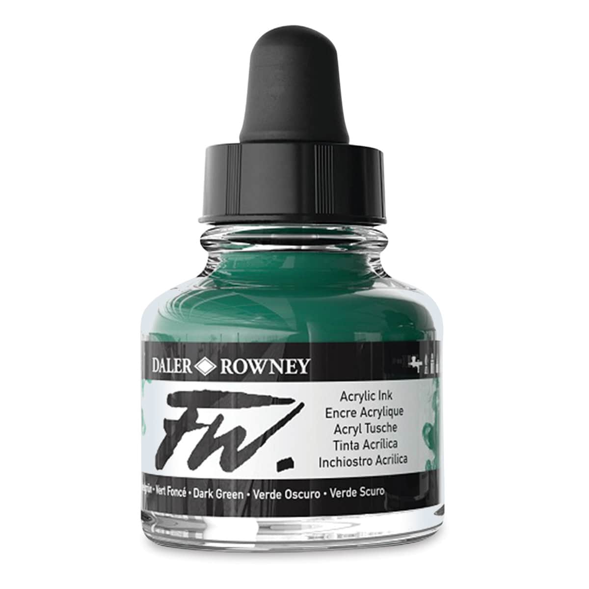 Daler-Rowney FW Acrylic Water-Resistant Artists Ink - 1 oz, Dark Green side