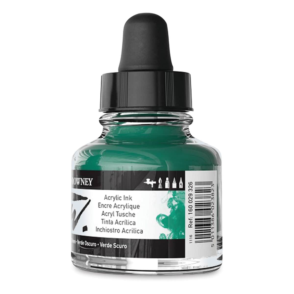 Daler-Rowney FW Acrylic Water-Resistant Artists Ink - 1 oz, Dark Green back