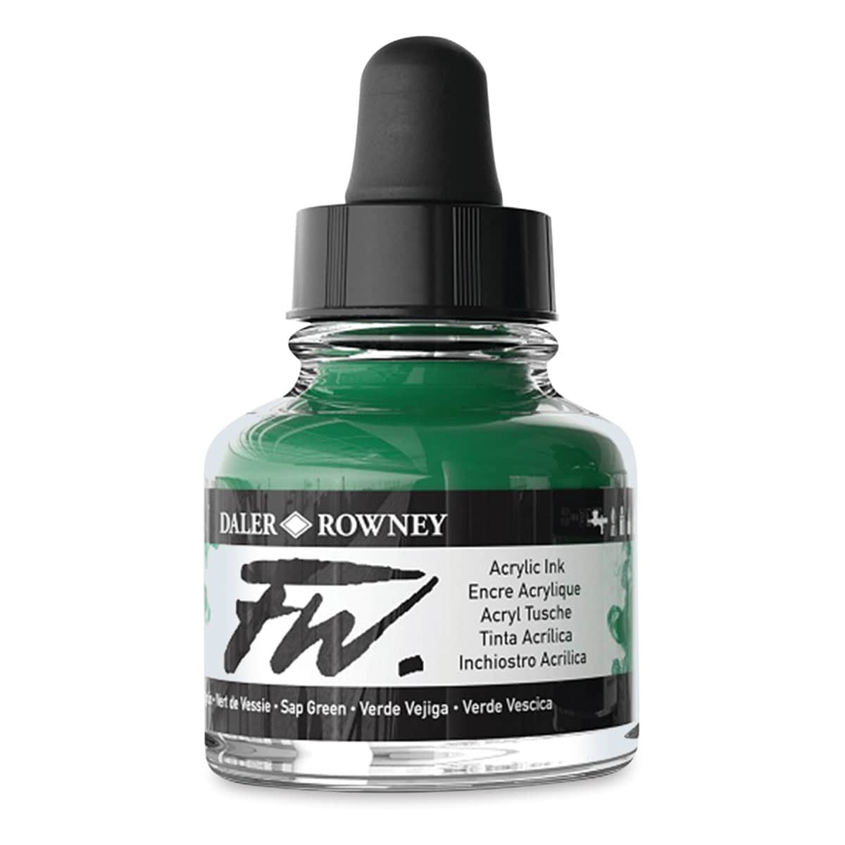 Daler-Rowney FW Acrylic Water-Resistant Artists Ink - 1 oz, Sap Green side