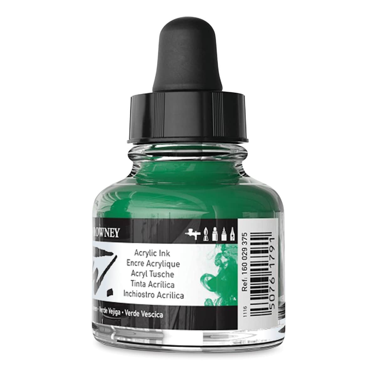 Daler-Rowney FW Acrylic Water-Resistant Artists Ink - 1 oz, Sap Green back