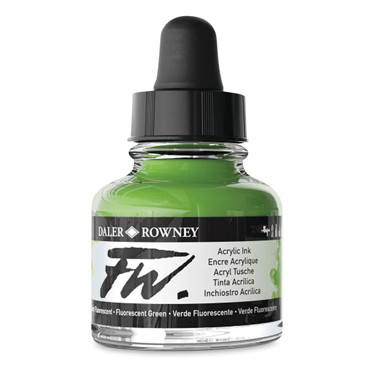 Daler-Rowney FW Acrylic Water-Resistant Artists Ink - 1 oz, Fluorescent Green side