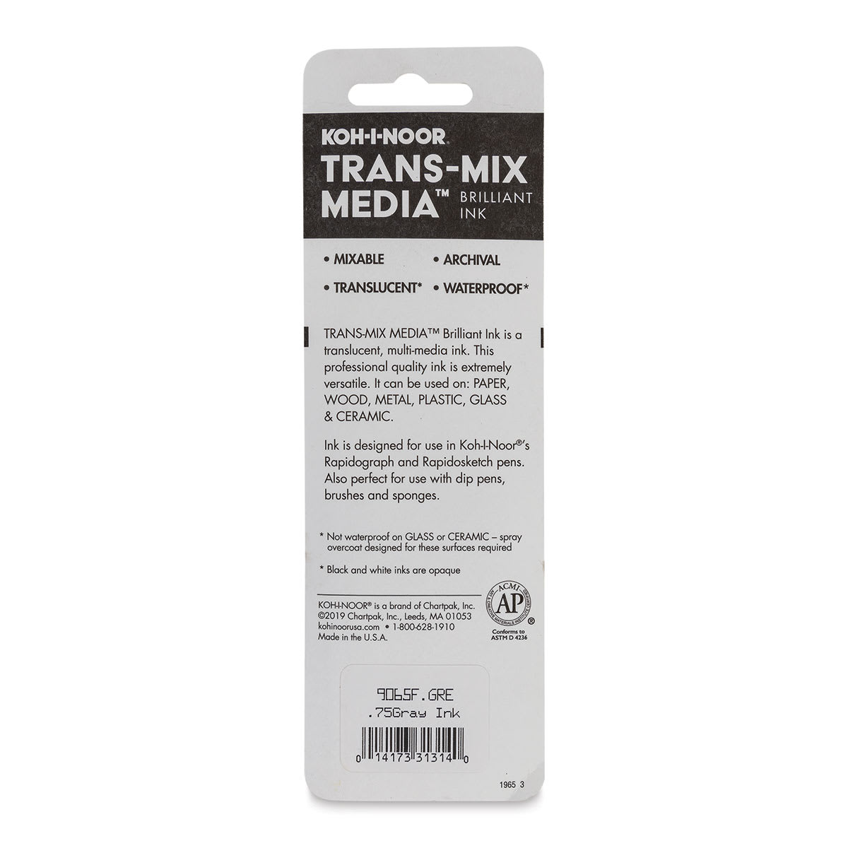 Koh-I-Noor Trans-Mix Media Brilliant Ink - 3/4 oz, Gray