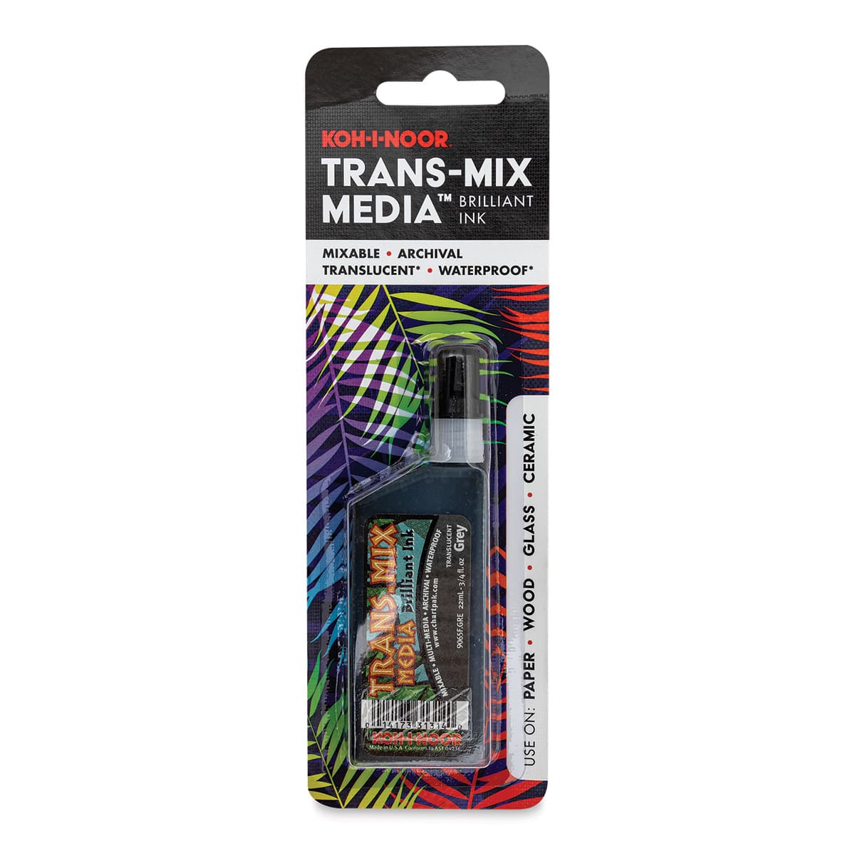 Koh-I-Noor Trans-Mix Media Brilliant Ink - 3/4 oz, Gray