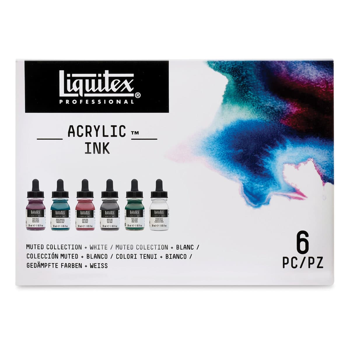 Liquitex Professional Acrylic Inks - Muted Colors, Set of 6 (front of package)