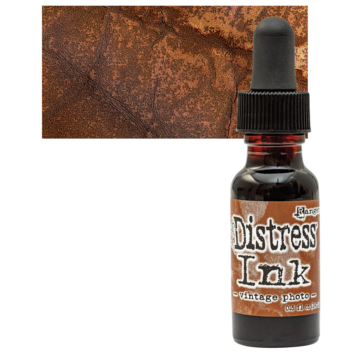 Ranger Distress Ink Pad Re-Inker - Vintage Photo bottle and swatch