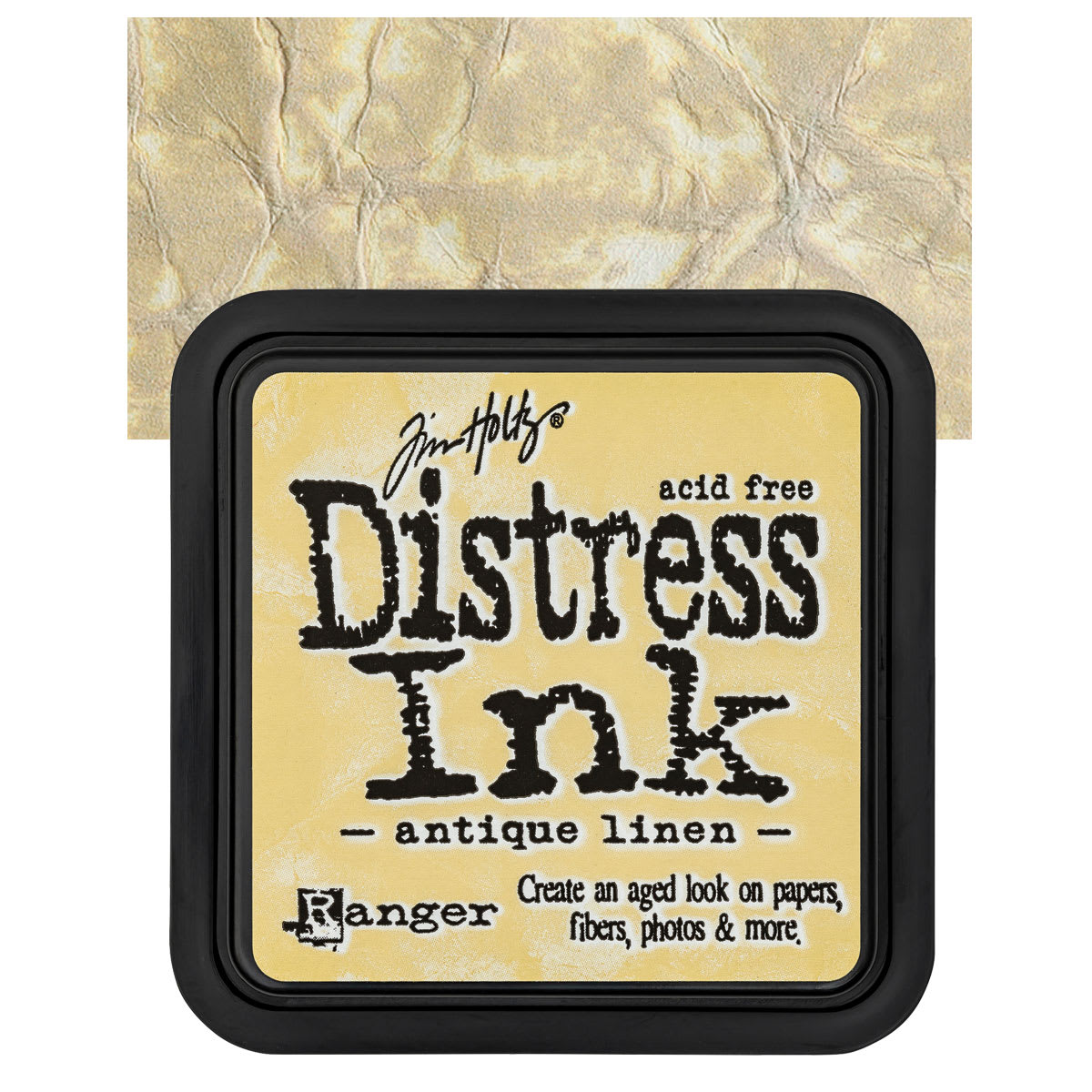 Ranger Distress Ink Pad - Antique Linen pad and swatch