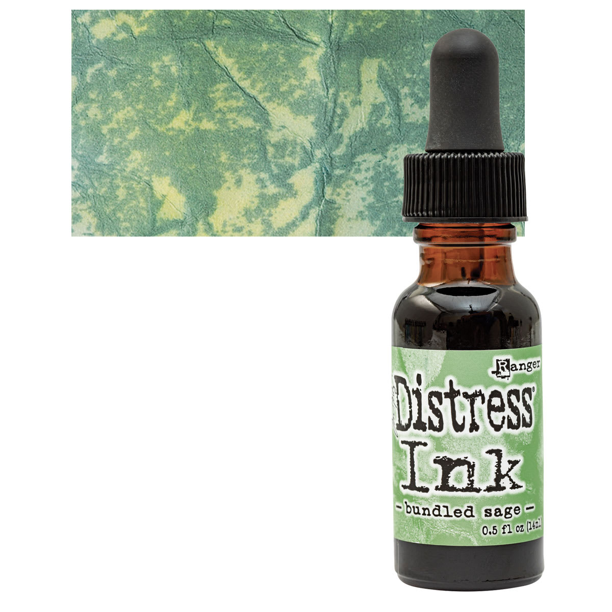 Ranger Distress Ink Pad Re-Inker - Bundled Sage bottle and swatch