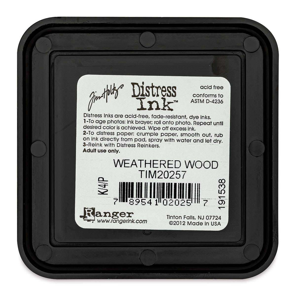 Back of Ranger Distress Ink Pad - Weathered Wood