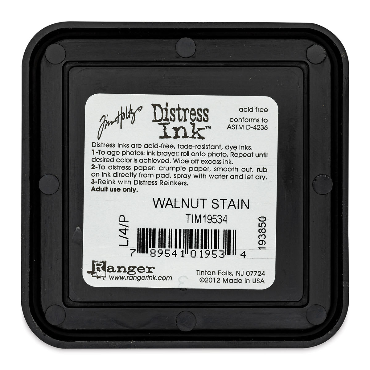 Back of Ranger Distress Ink Pad - Walnut Stain