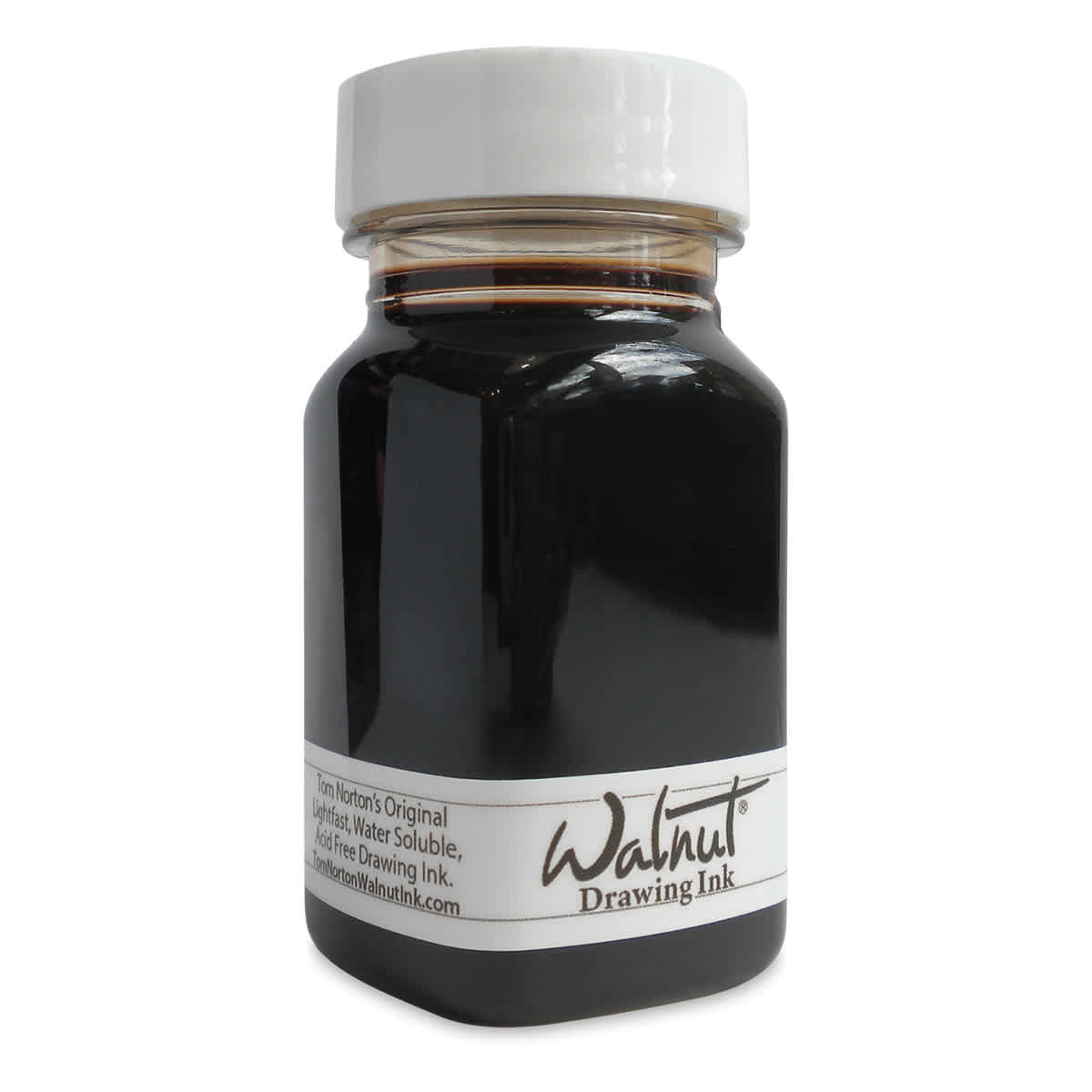 Tom Norton Walnut Drawing Ink - Angled view of 60 ml bottle Tom Norton Walnut Drawing Ink - Angled view of 60 ml bottle