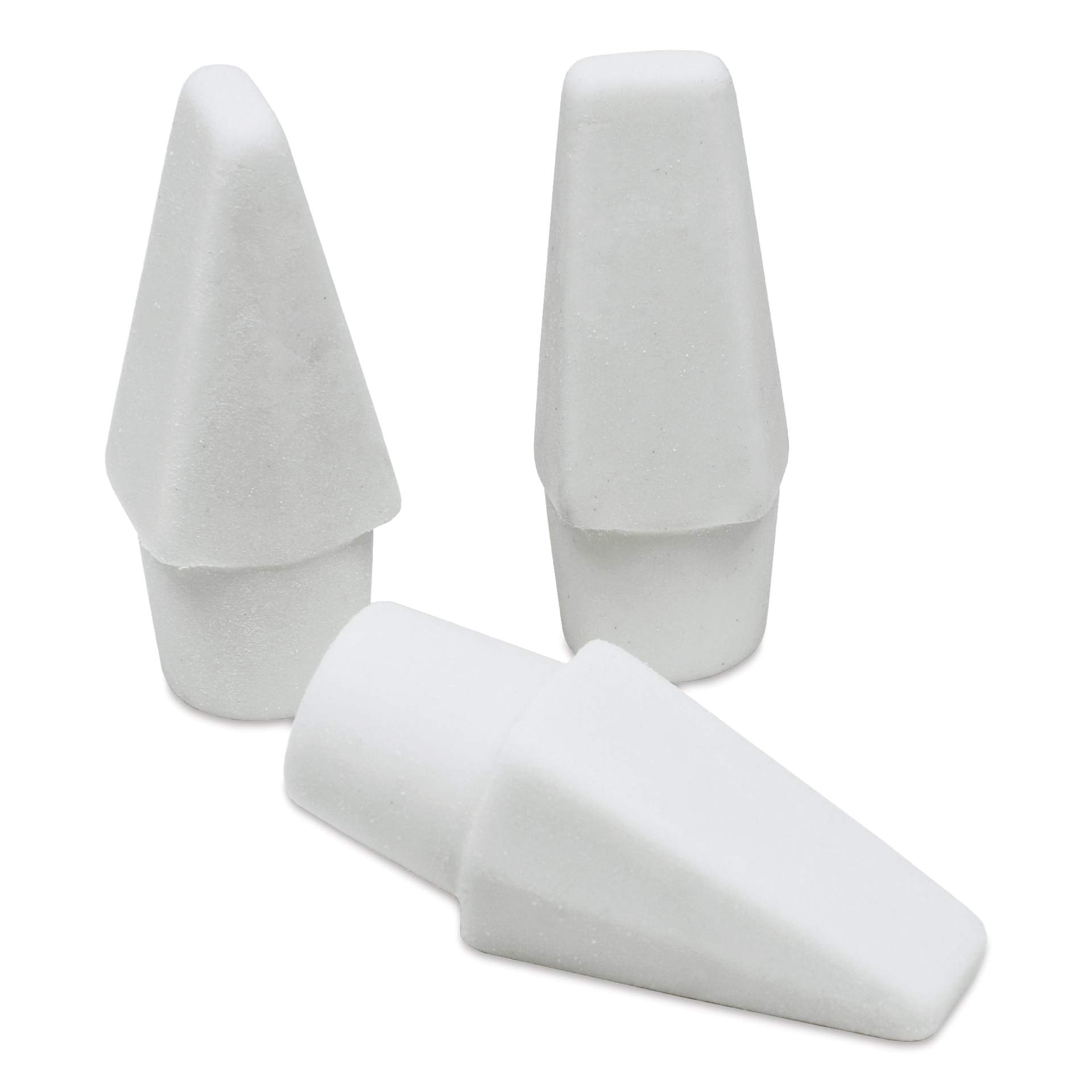 Helix Oversized Professional Cap Erasers - White, Pkg of 10, three erasers laid out Helix Oversized Professional Cap Erasers - White, Pkg of 10, three erasers laid out