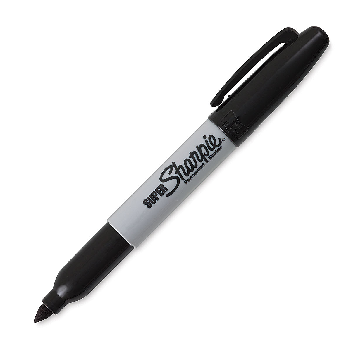 Super Sharpie Marker - Angled view of uncapped Black Marker
Super Sharpie Marker - Angled view of uncapped Black Marker