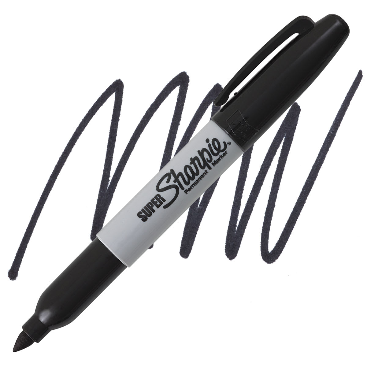 Sharpie Super Sharpie Marker - Black marker and swatch