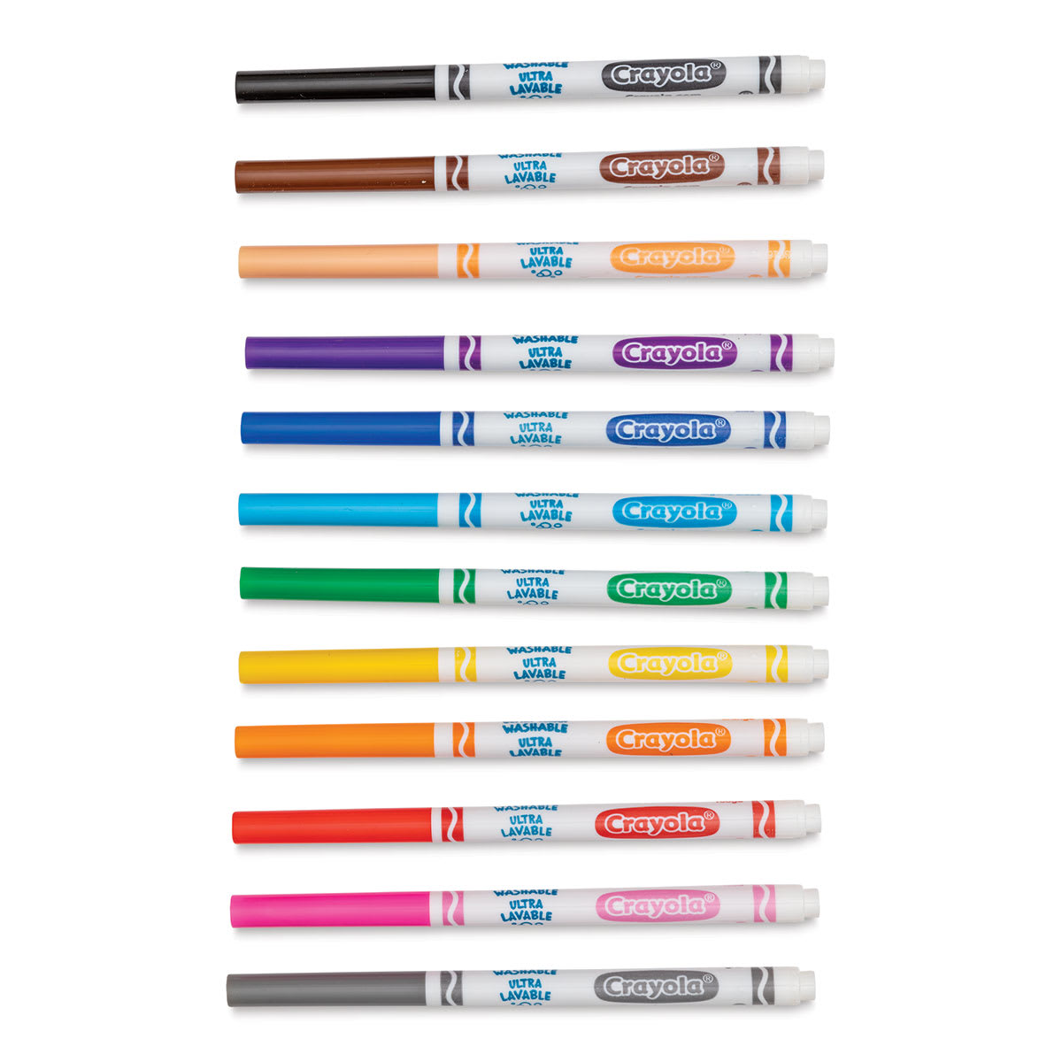 Crayola Classic Washable Marker Set - Classic Colors, Thin Line, Set of 12, caps on Crayola Classic Washable Marker Set - Classic Colors, Thin Line, Set of 12, caps on