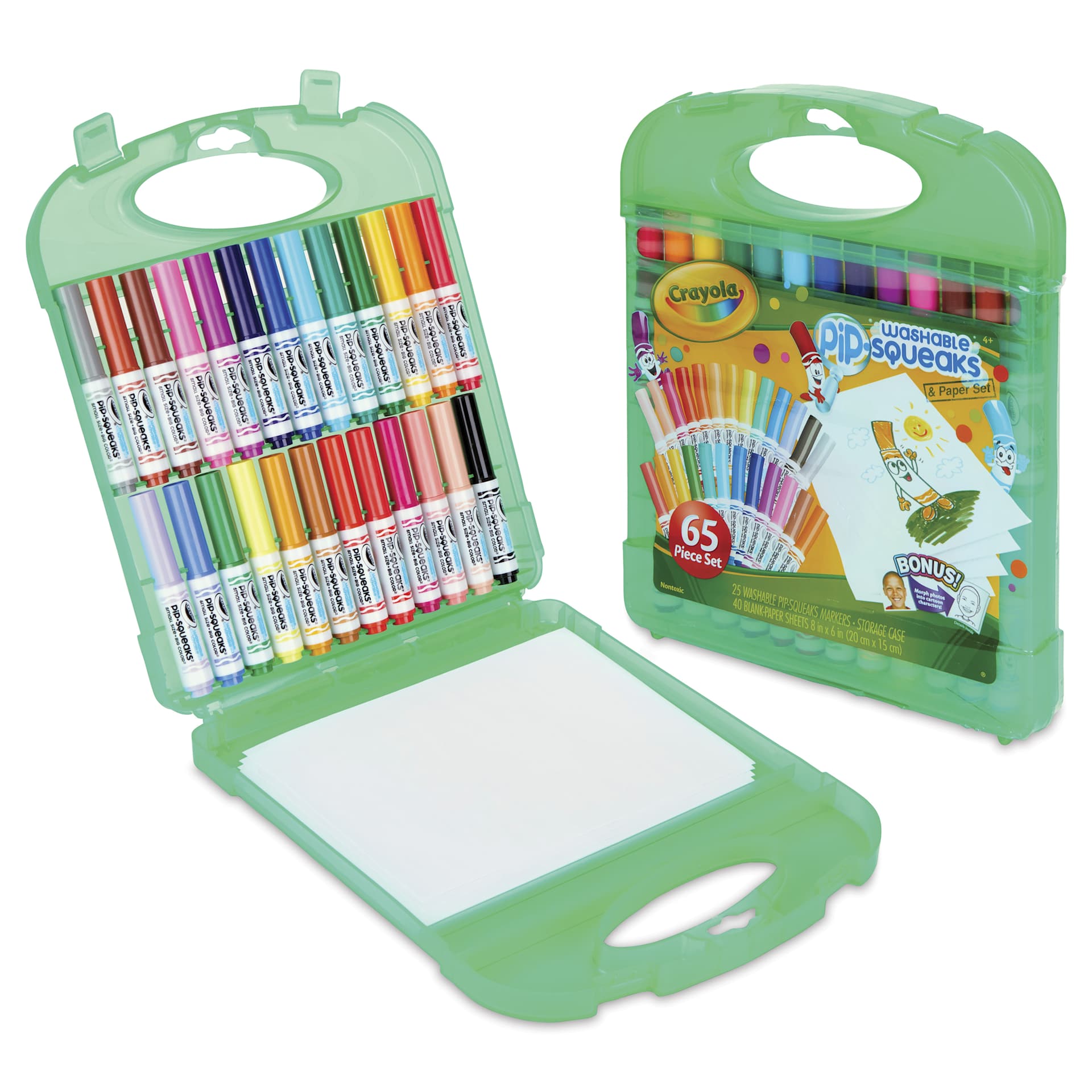 Crayola Pip-Squeaks Washable Markers and Paper Set - Set of 65 with Carrying Case, contents shown