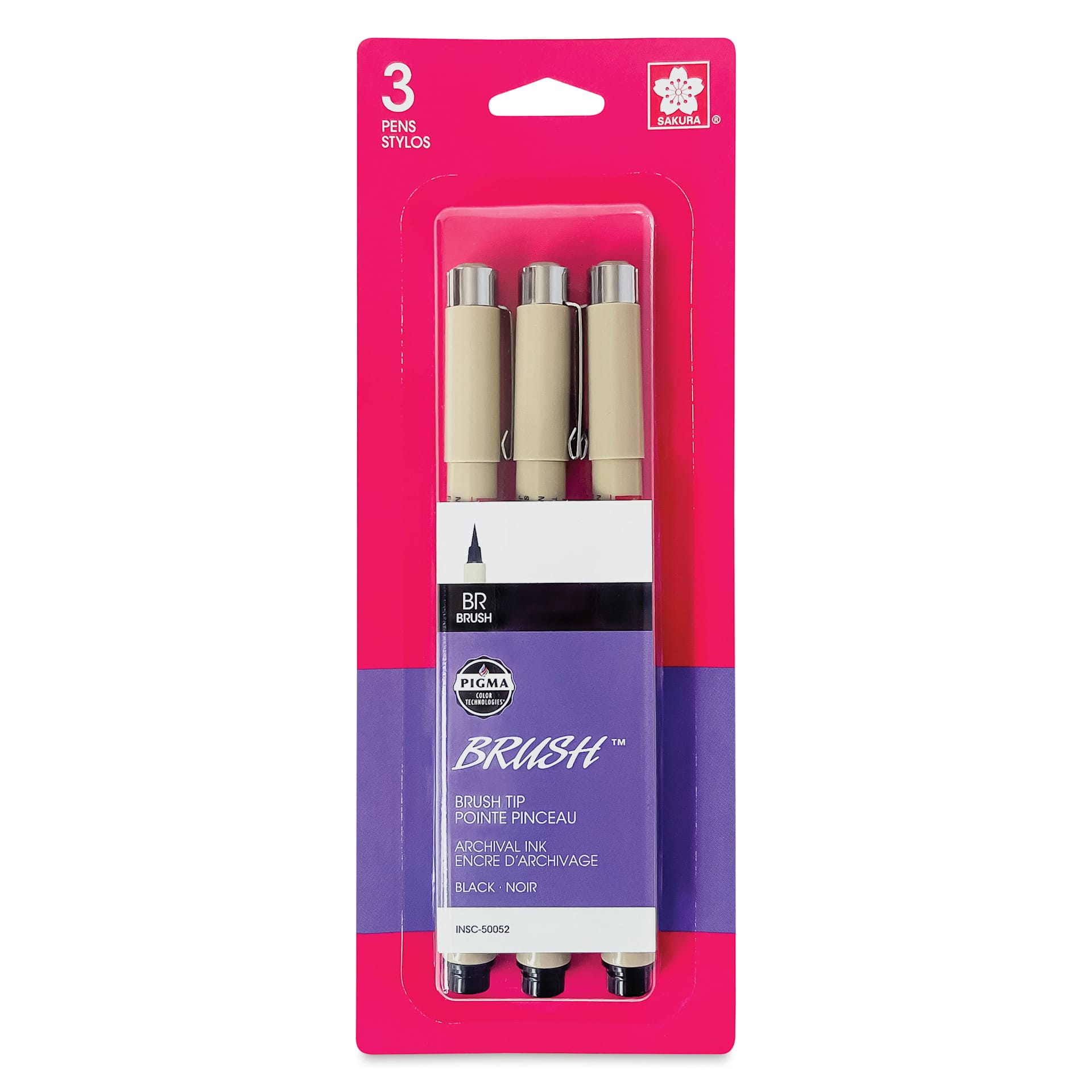 Sakura Pigma Brush Marker - Black, Set of 3, packaging Sakura Pigma Brush Marker - Black, Set of 3, packaging